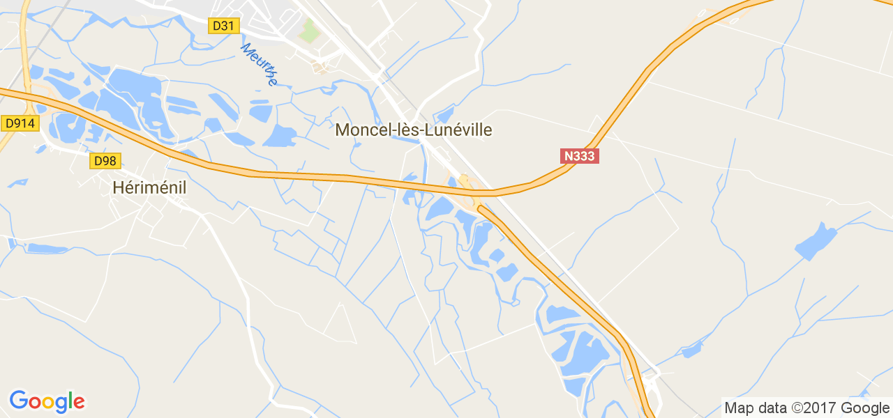 map de la ville de Moncel-lès-Lunéville