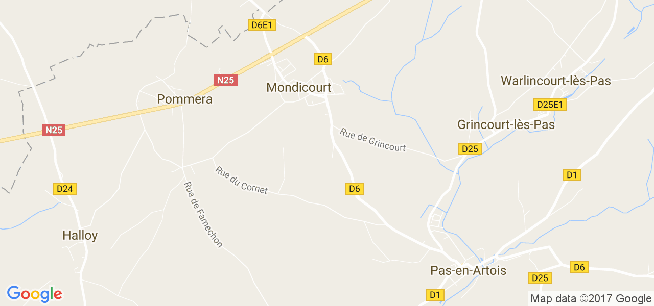 map de la ville de Mondicourt