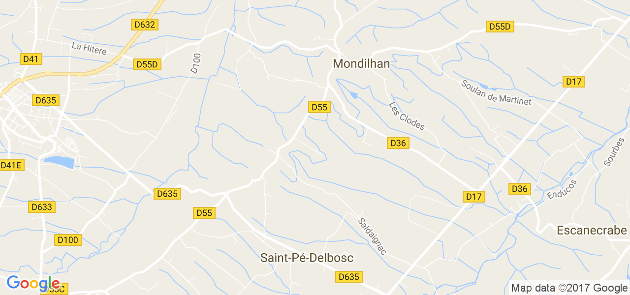 map de la ville de Mondilhan