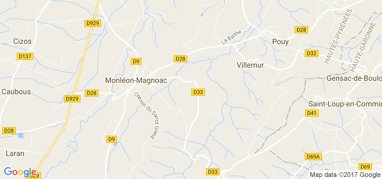 map de la ville de Monléon-Magnoac