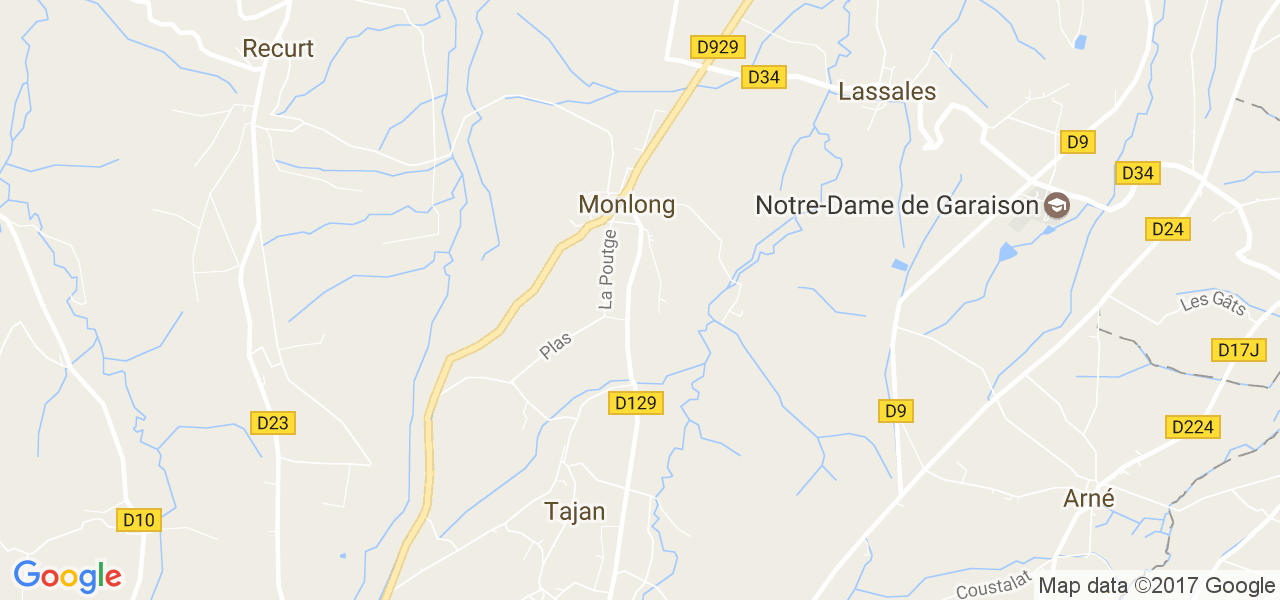 map de la ville de Monlong