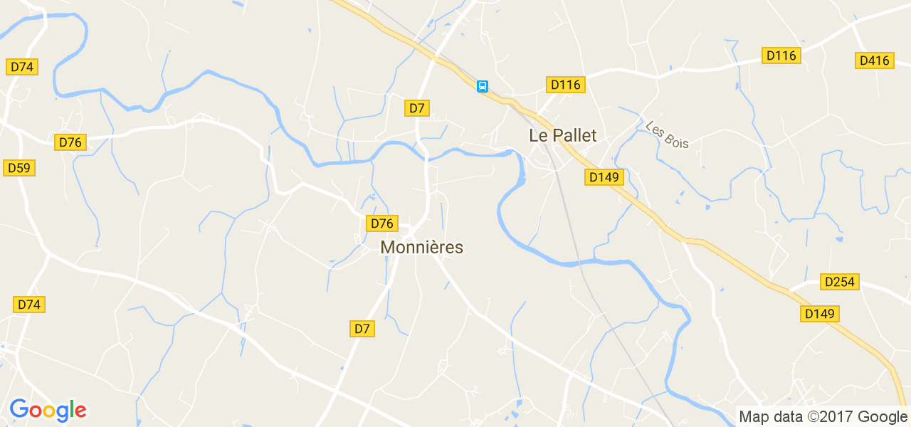 map de la ville de Monnières