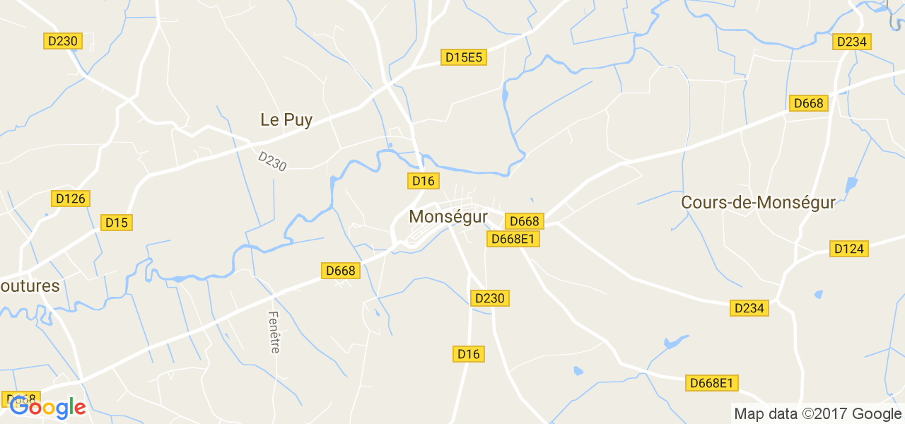 map de la ville de Monségur