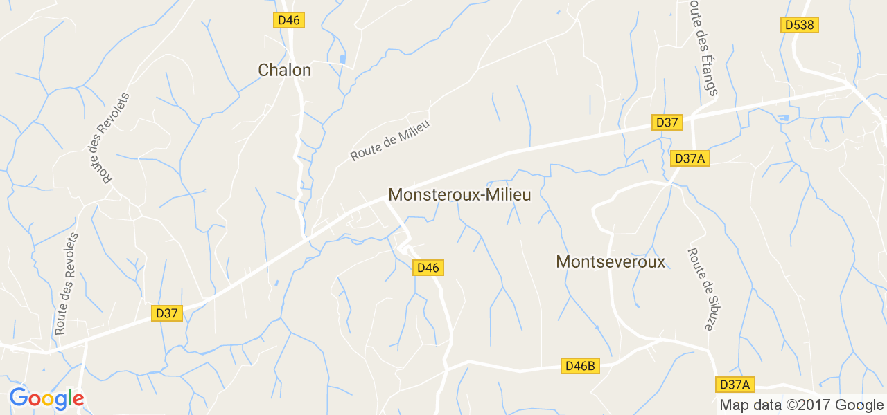 map de la ville de Monsteroux-Milieu