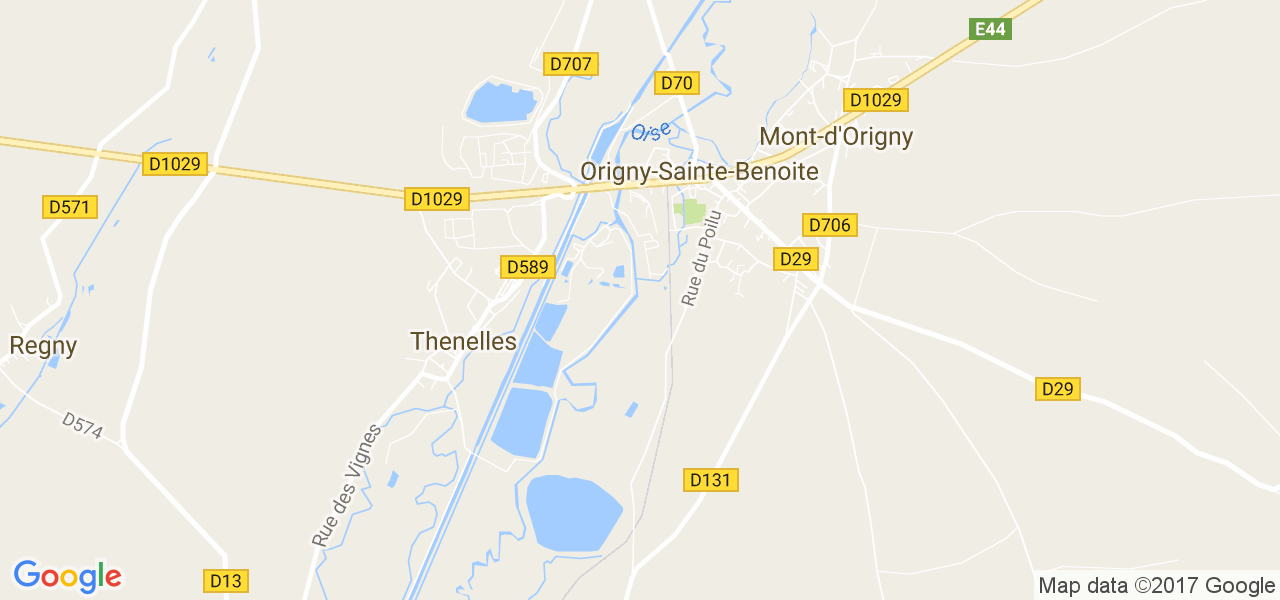 map de la ville de Mont-d'Origny