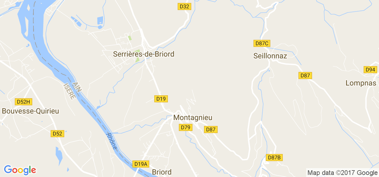 map de la ville de Montagnieu