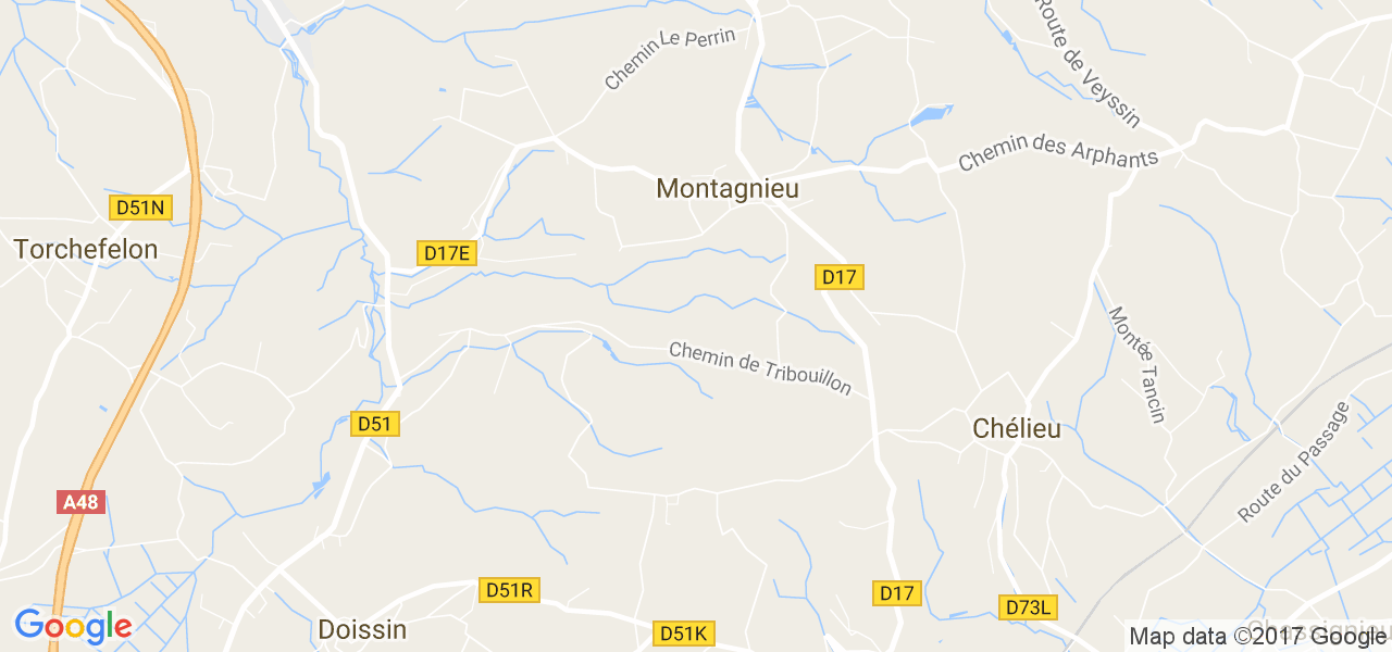 map de la ville de Montagnieu