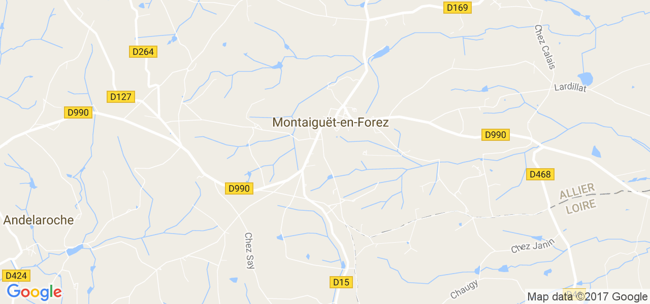 map de la ville de Montaiguët-en-Forez