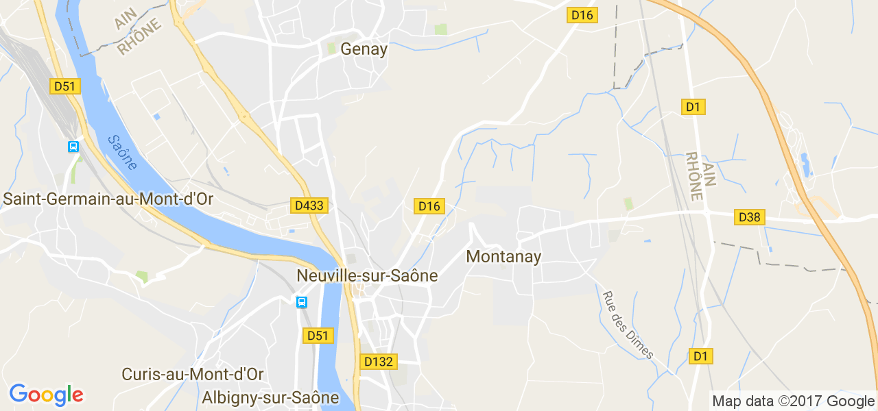 map de la ville de Montanay