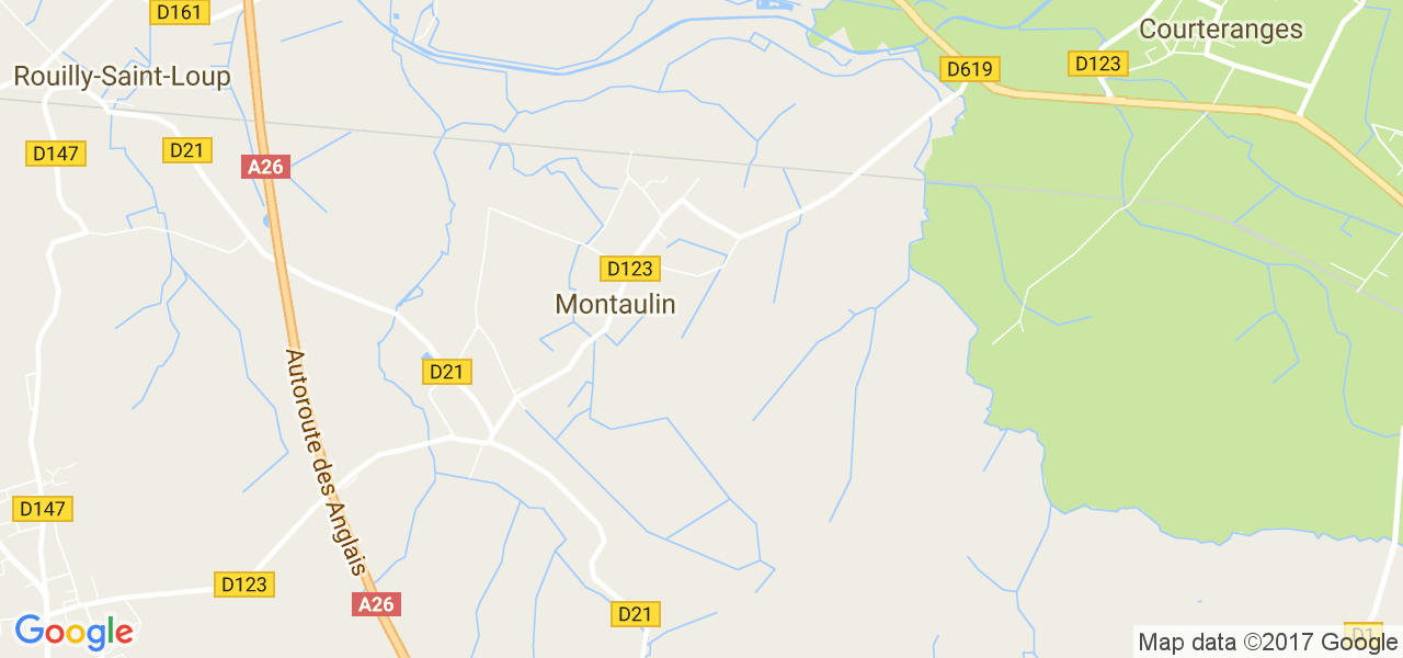 map de la ville de Montaulin