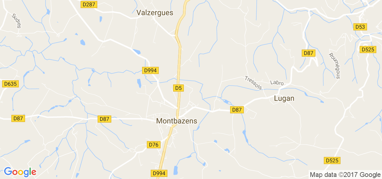 map de la ville de Montbazens