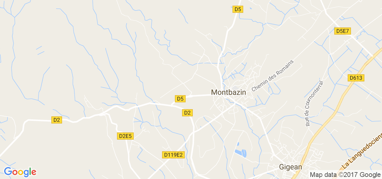 map de la ville de Montbazin