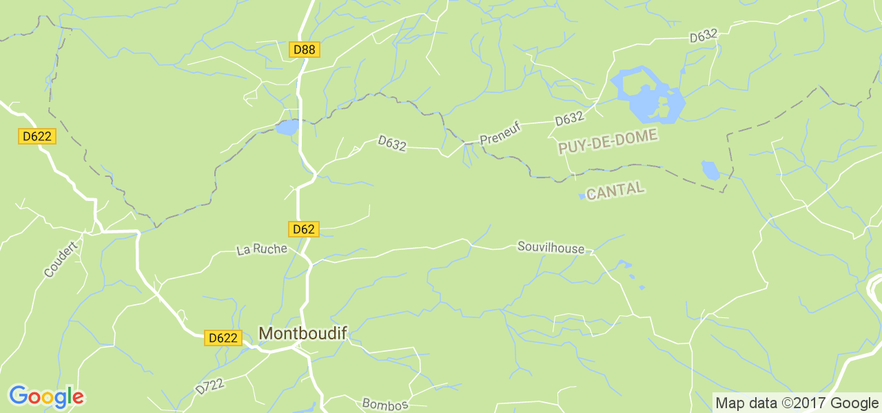 map de la ville de Montboudif