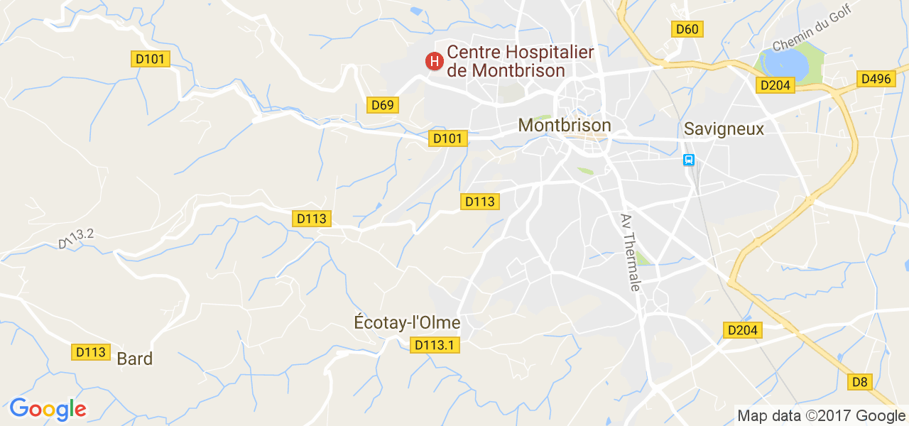 map de la ville de Montbrison