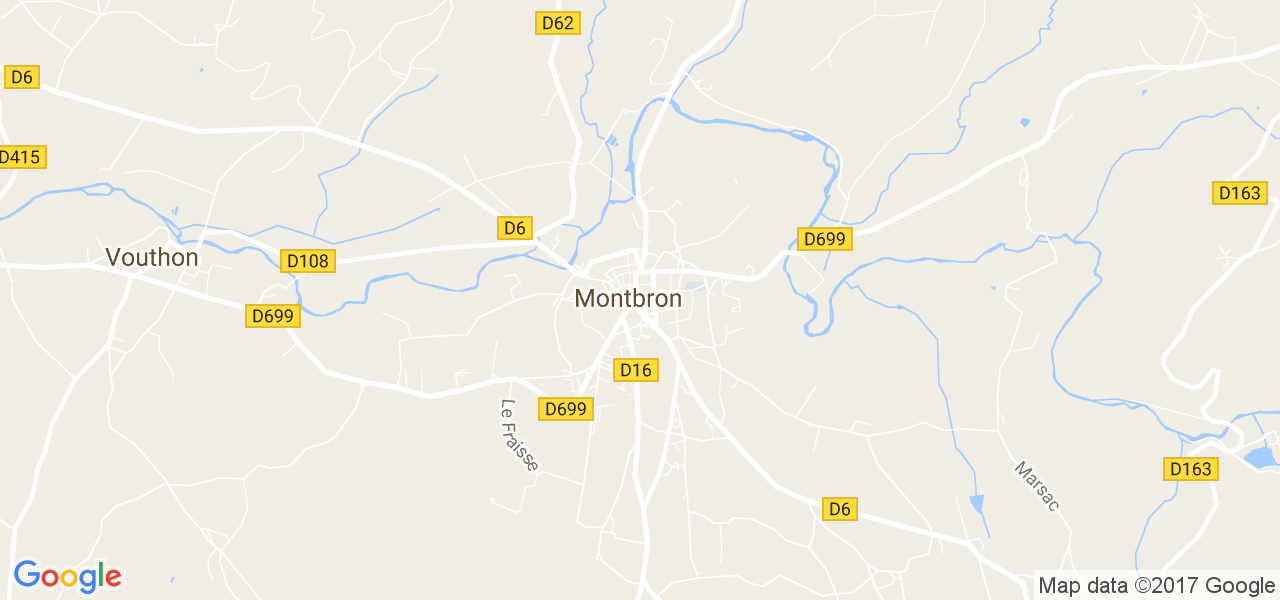 map de la ville de Montbron