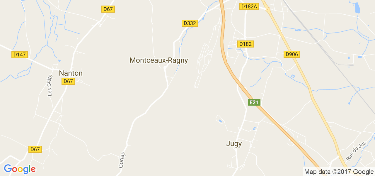 map de la ville de Montceaux-Ragny