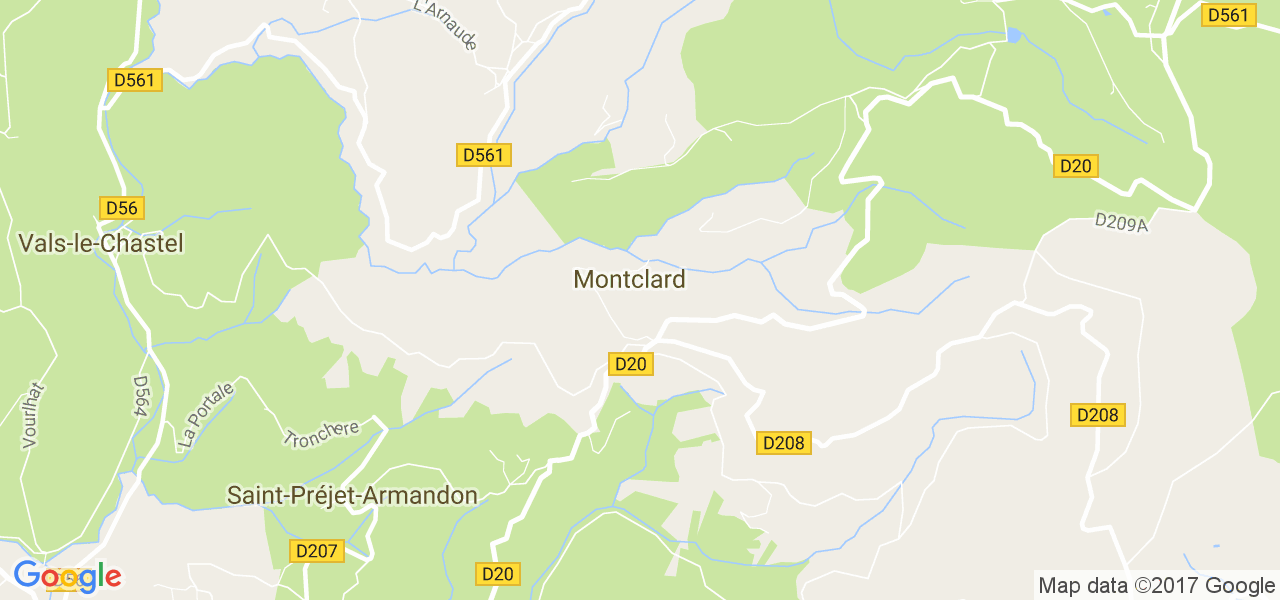 map de la ville de Montclard