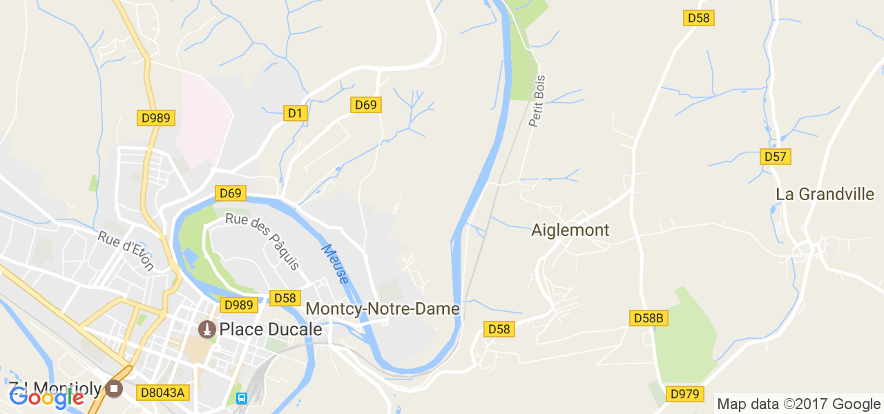 map de la ville de Montcy-Notre-Dame