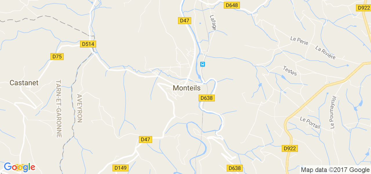 map de la ville de Monteils