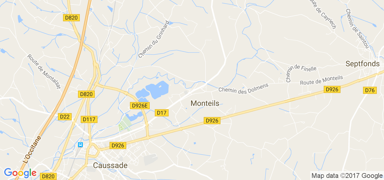 map de la ville de Monteils