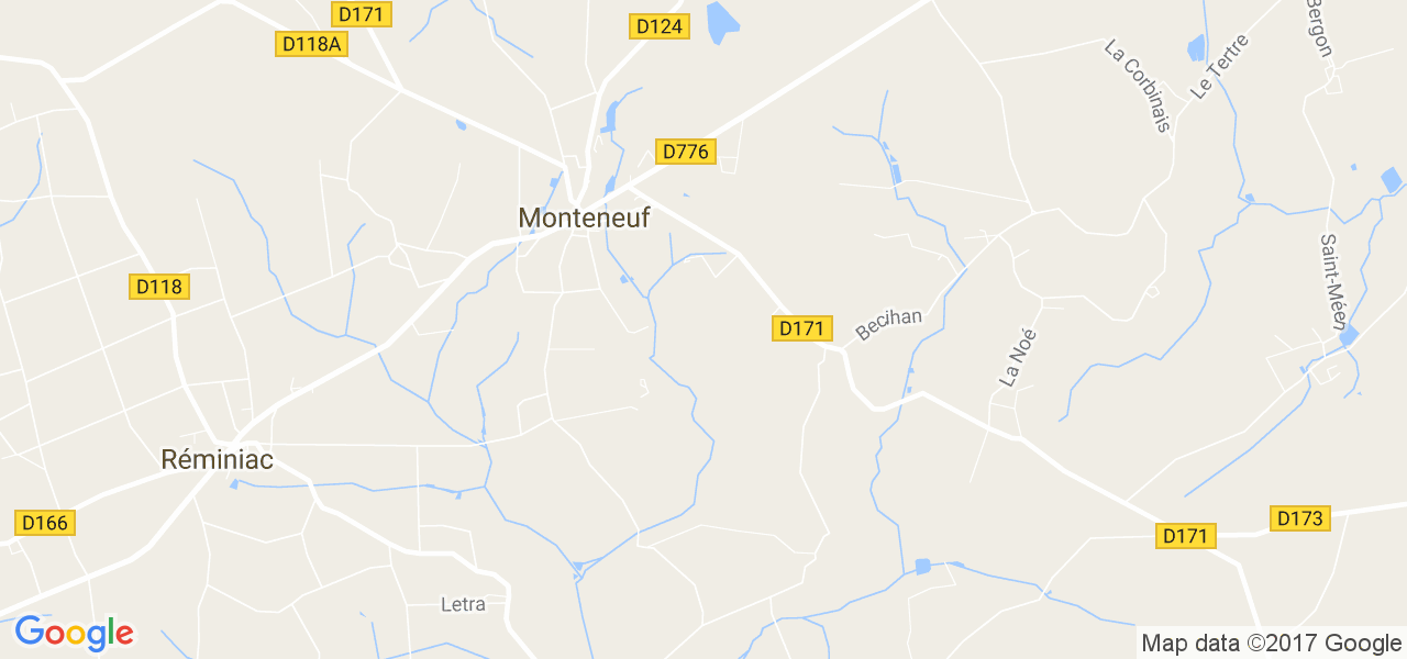 map de la ville de Monteneuf
