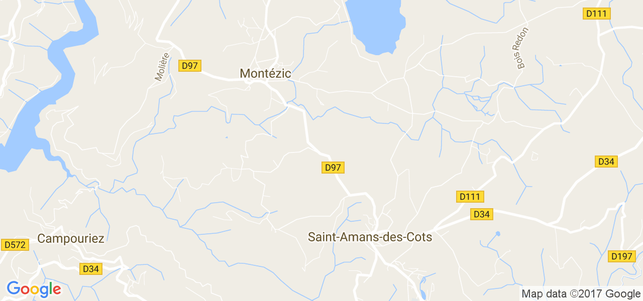 map de la ville de Montézic