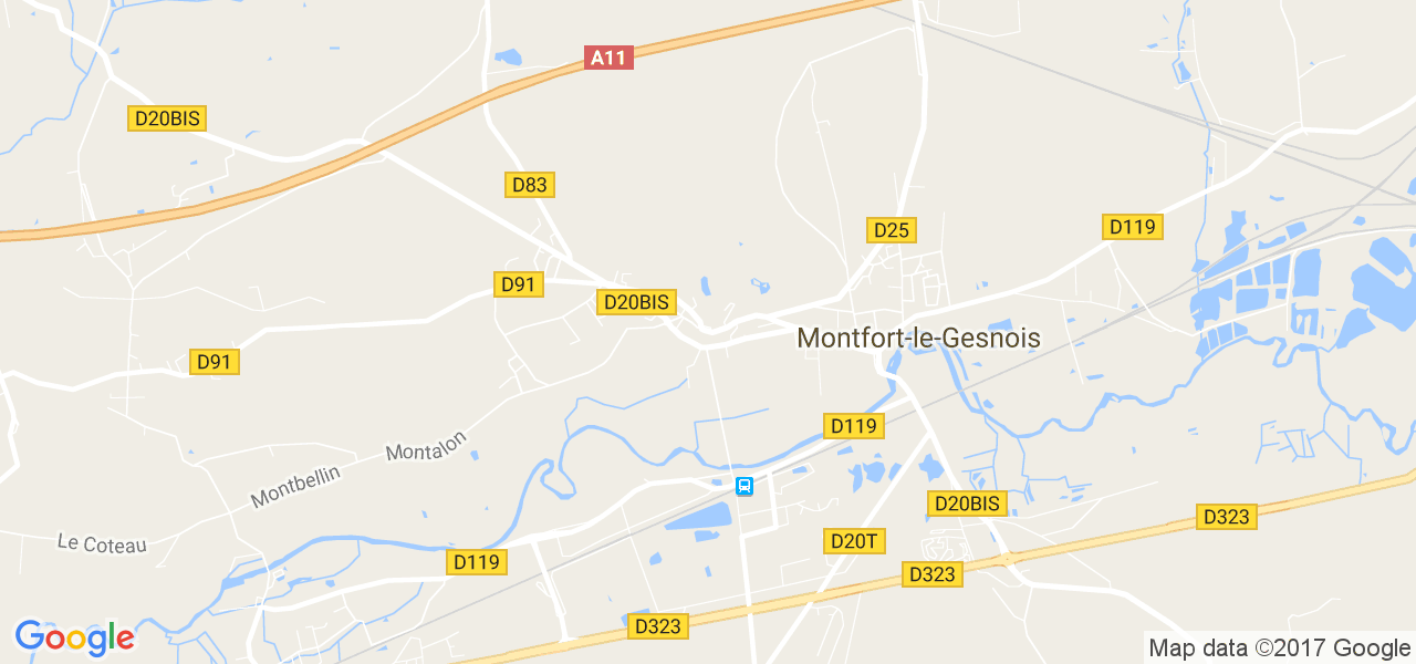 map de la ville de Montfort-le-Gesnois