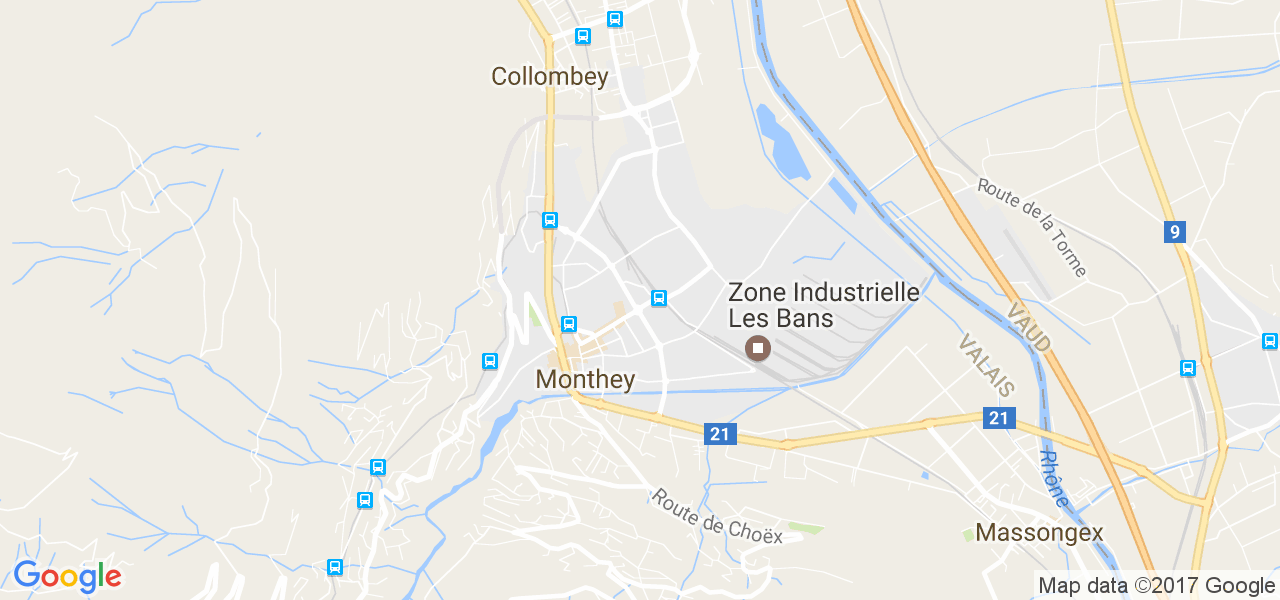 map de la ville de Monthey