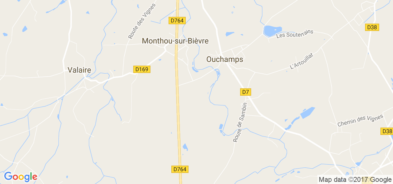 map de la ville de Monthou-sur-Bièvre