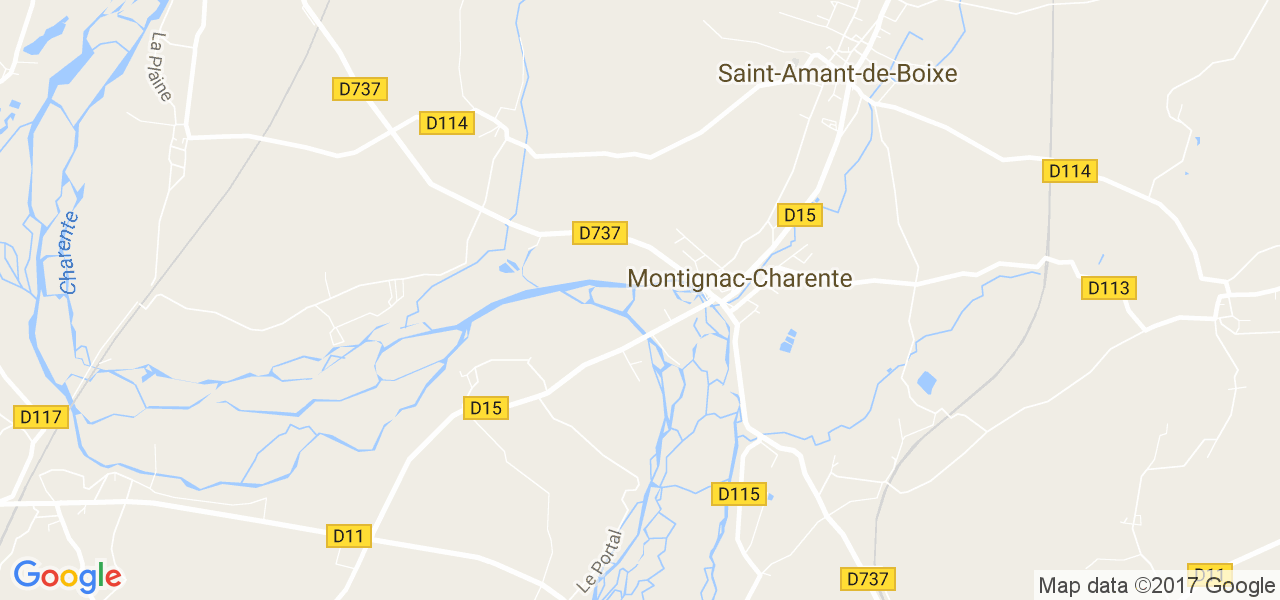 map de la ville de Montignac-Charente