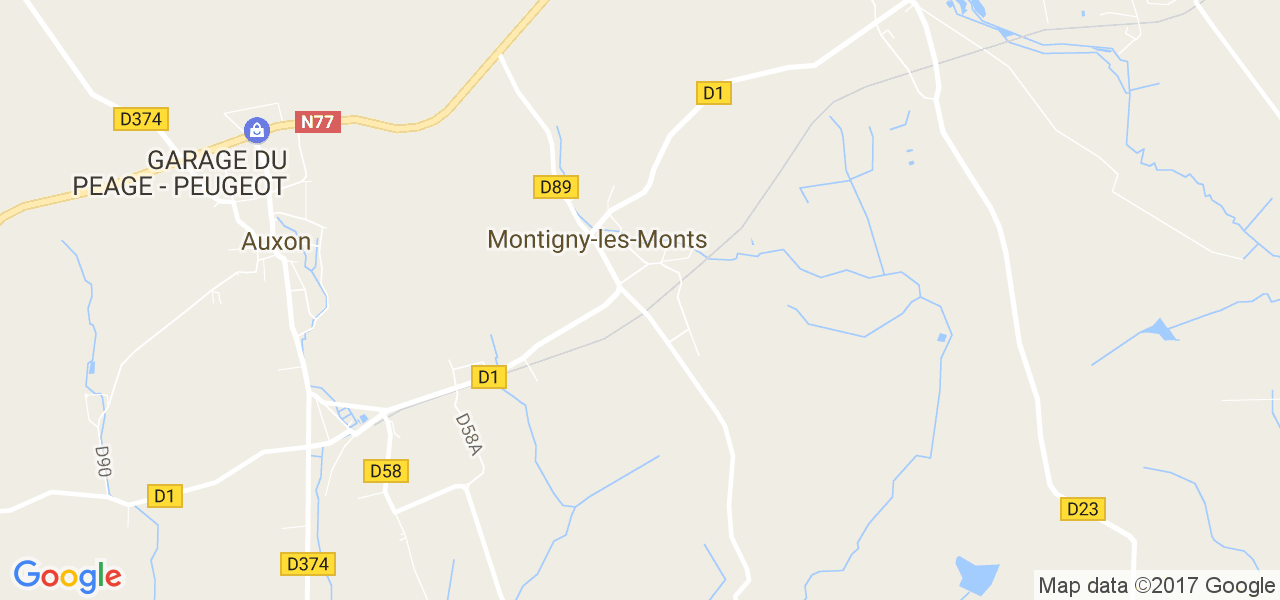 map de la ville de Montigny-les-Monts