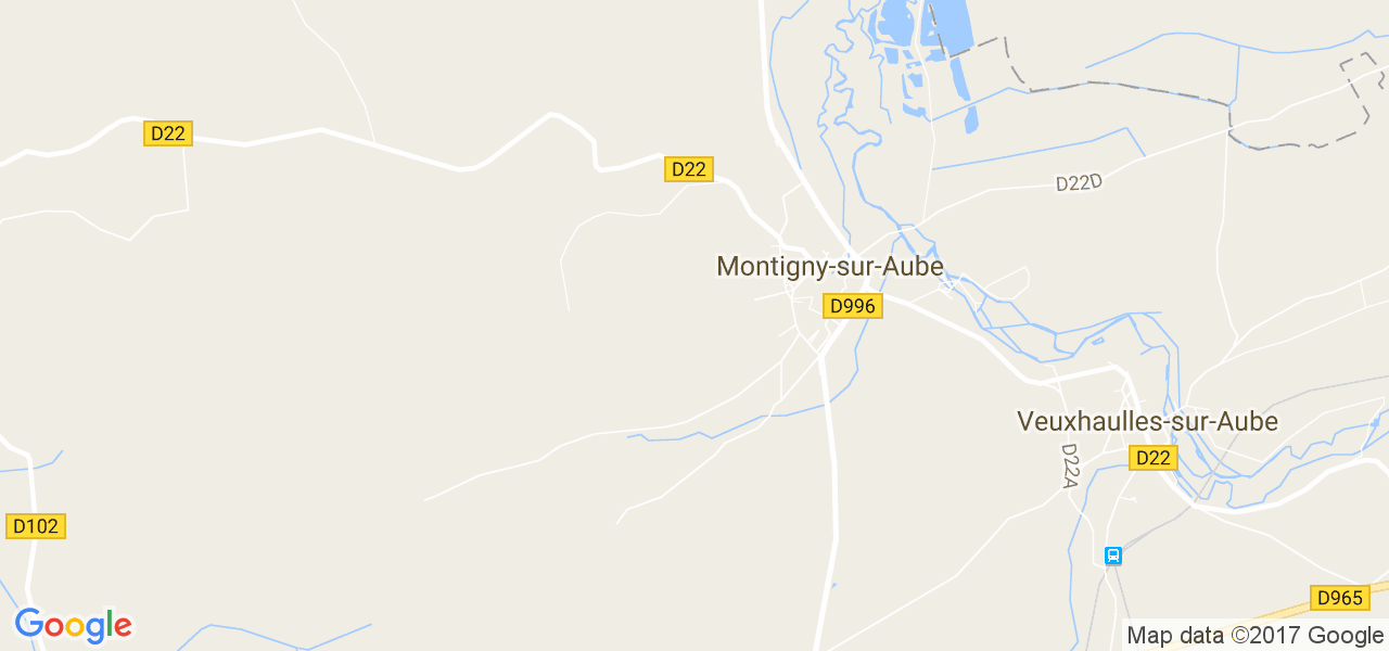 map de la ville de Montigny-sur-Aube