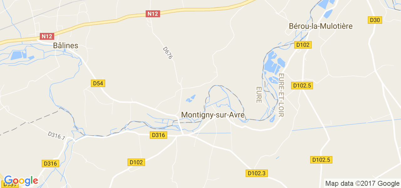 map de la ville de Montigny-sur-Avre