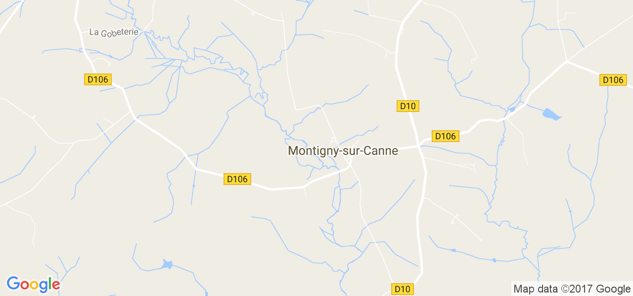 map de la ville de Montigny-sur-Canne