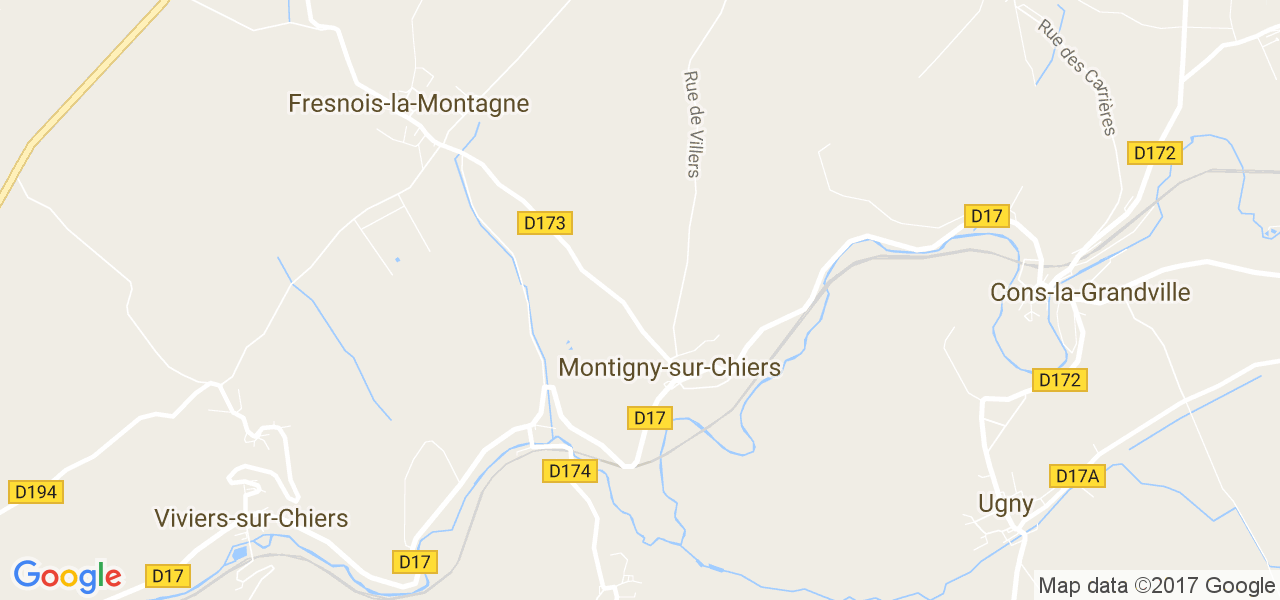 map de la ville de Montigny-sur-Chiers