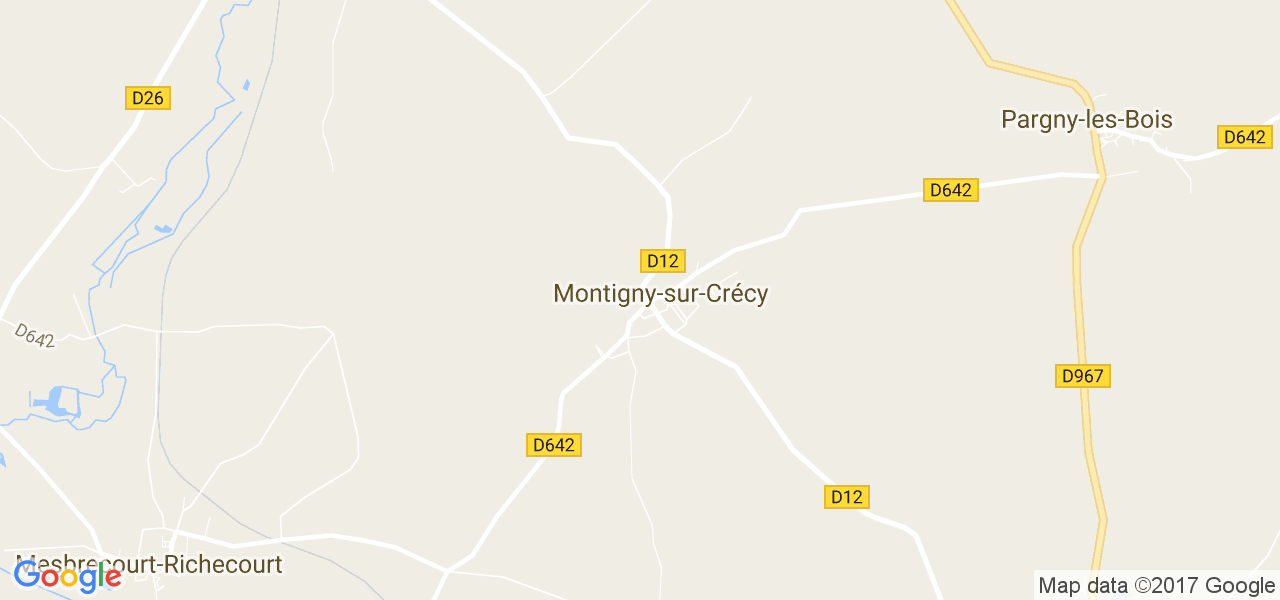 map de la ville de Montigny-sur-Crécy