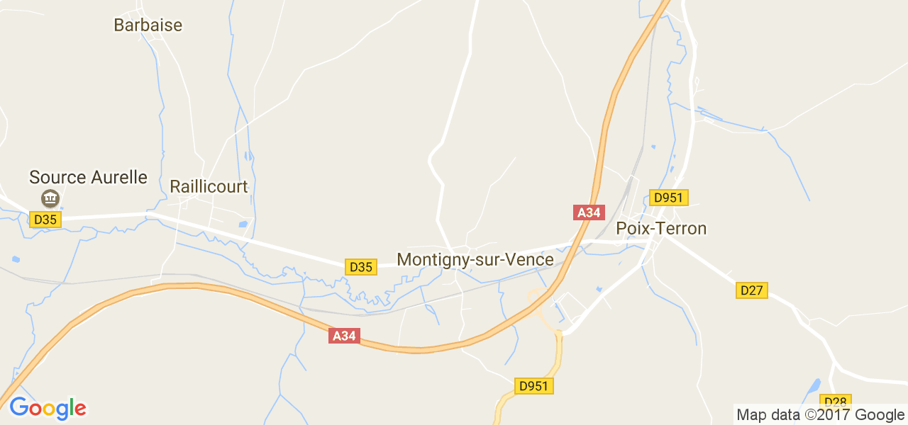 map de la ville de Montigny-sur-Vence