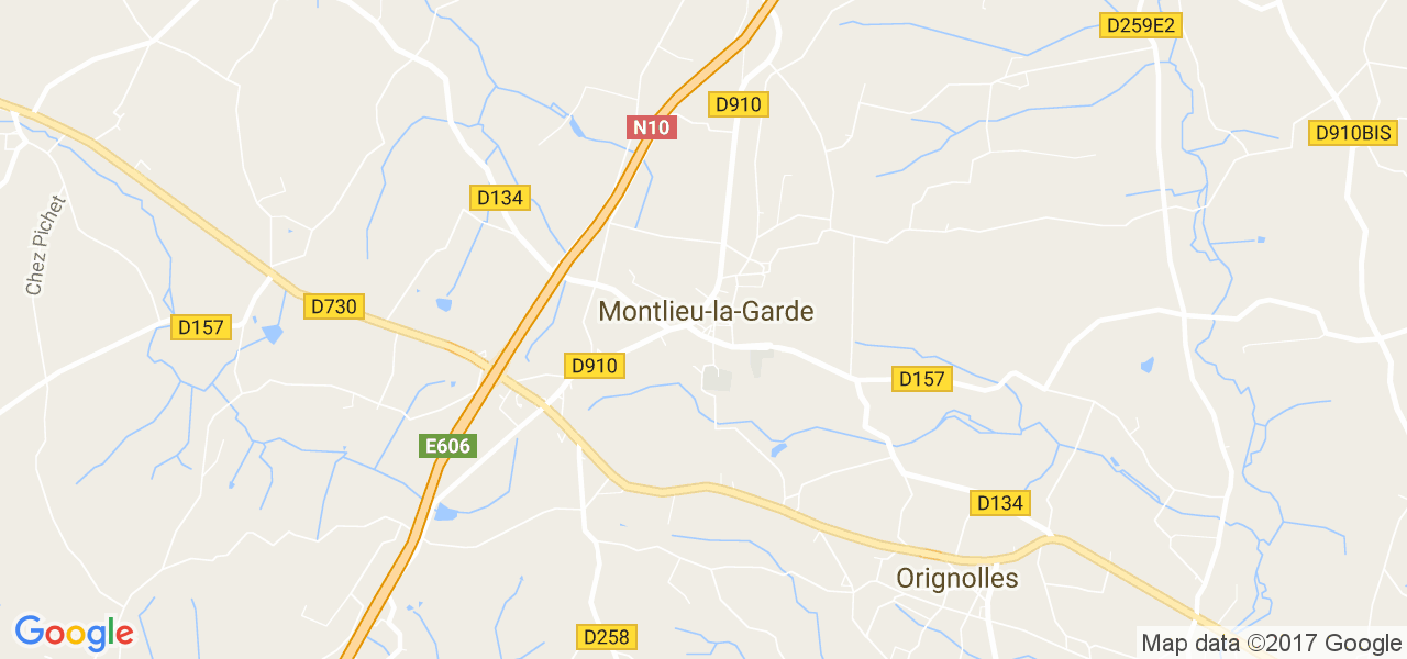 map de la ville de Montlieu-la-Garde