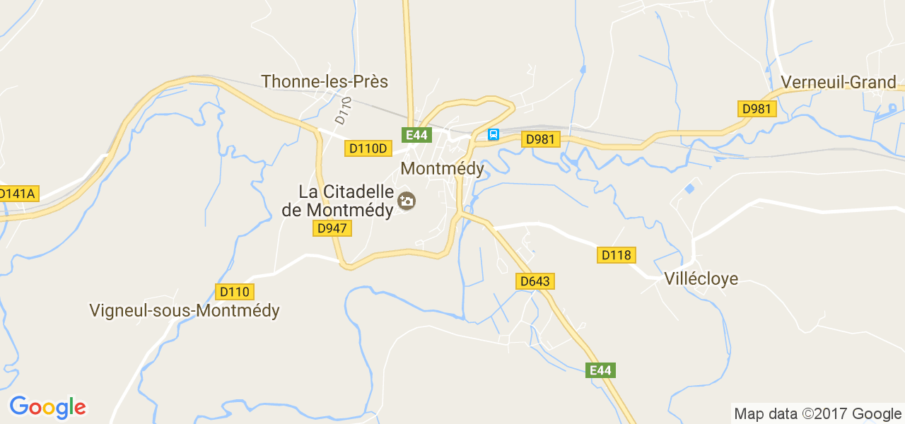 map de la ville de Montmédy