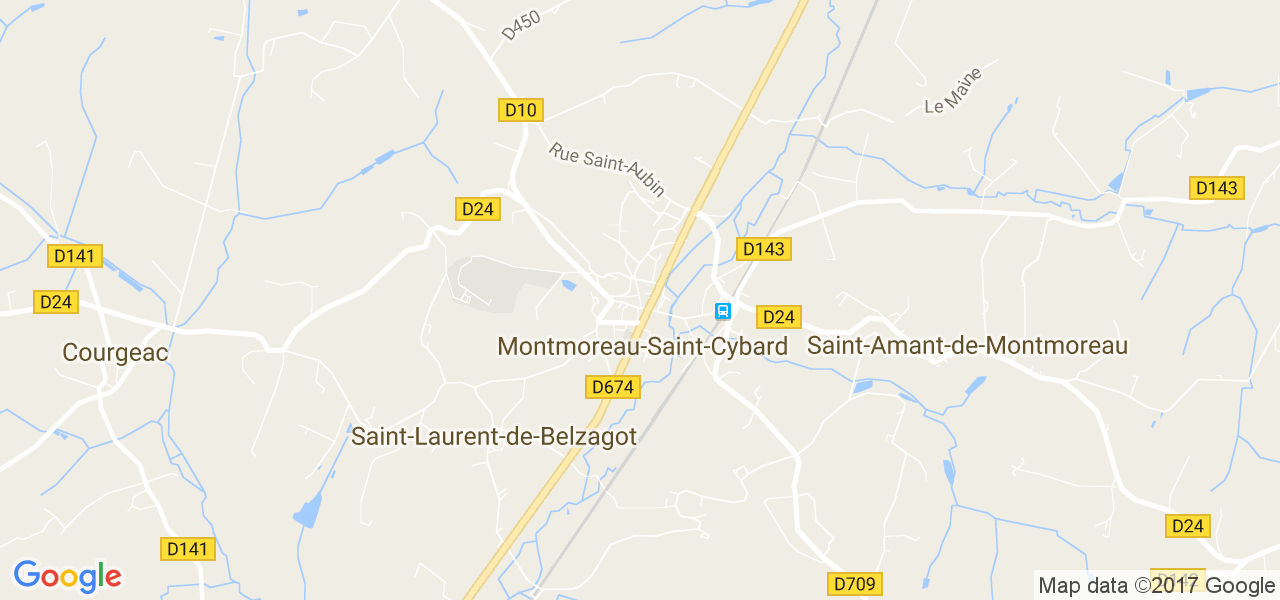 map de la ville de Montmoreau-Saint-Cybard