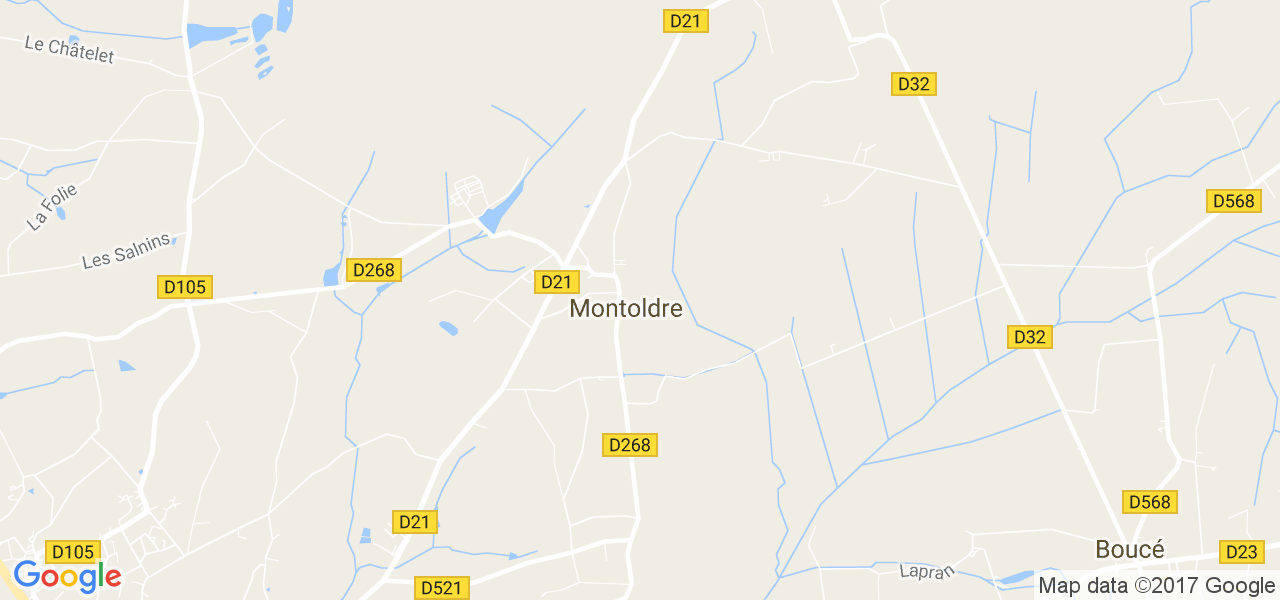 map de la ville de Montoldre