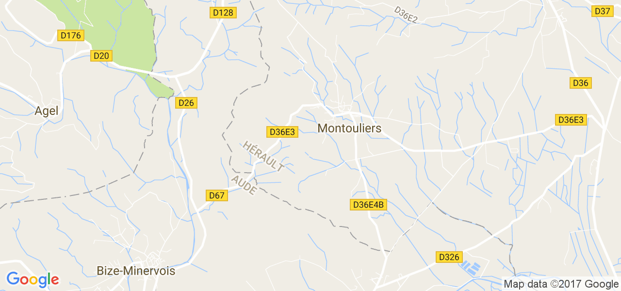 map de la ville de Montouliers