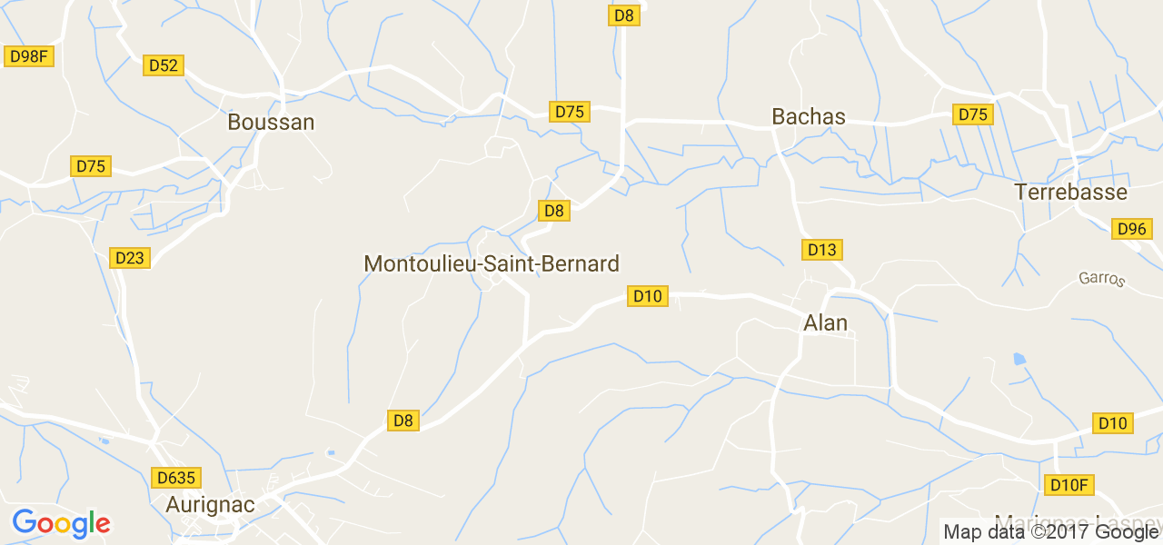 map de la ville de Montoulieu-Saint-Bernard