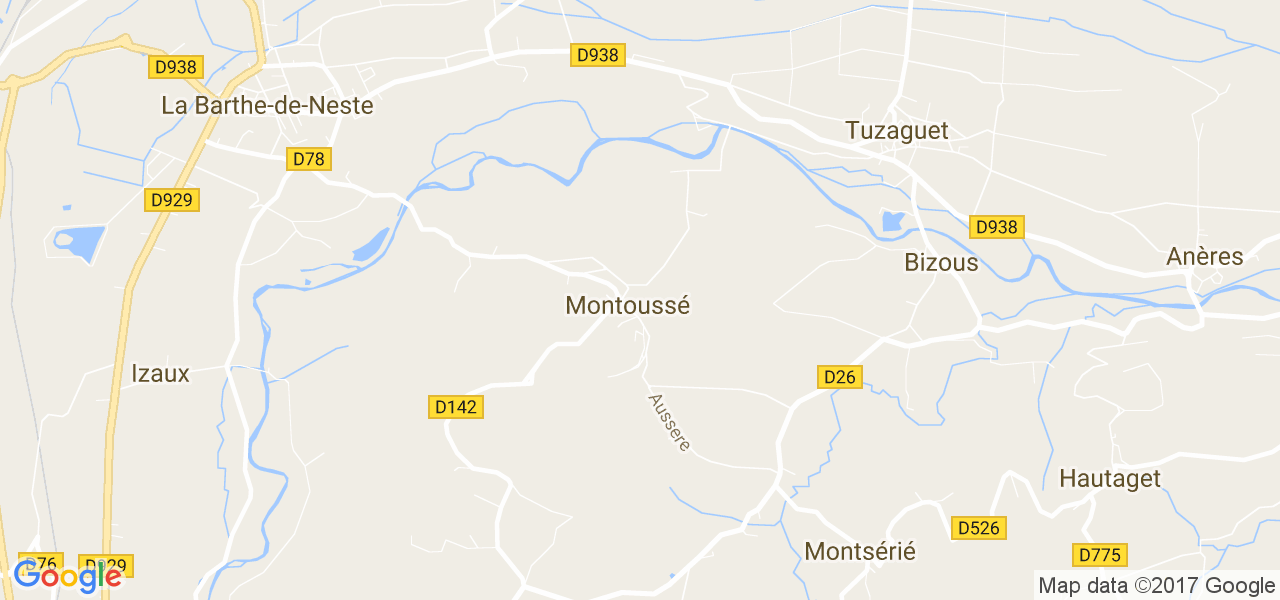 map de la ville de Montoussé