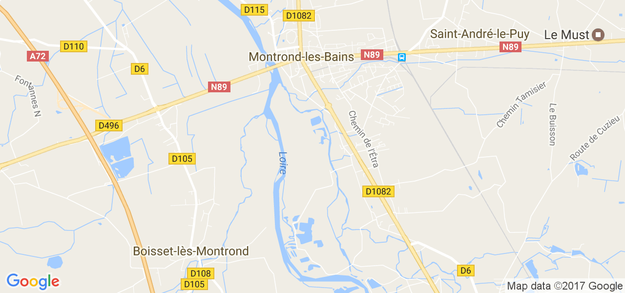 map de la ville de Montrond-les-Bains