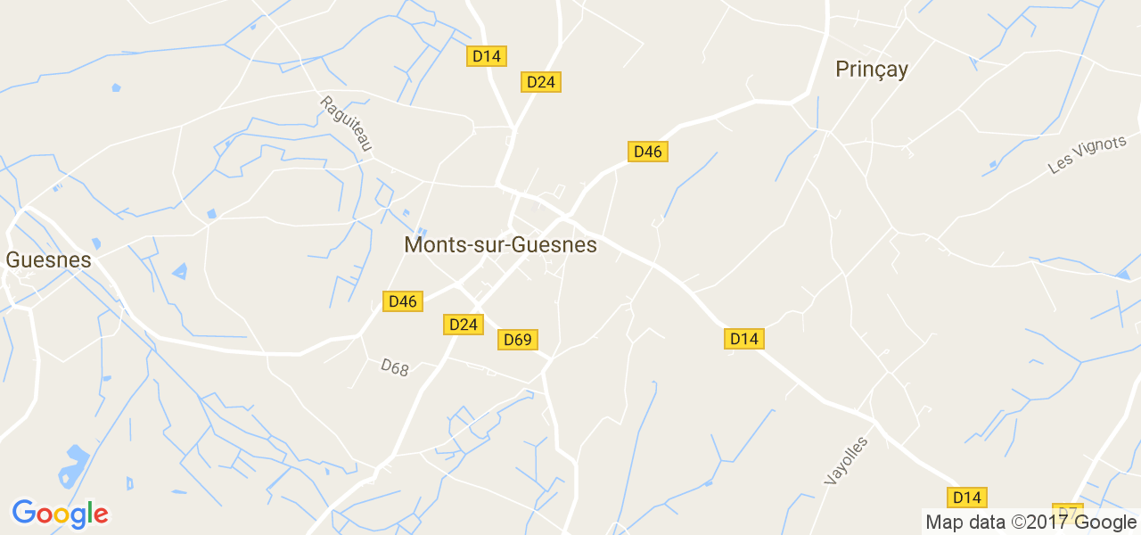 map de la ville de Monts-sur-Guesnes