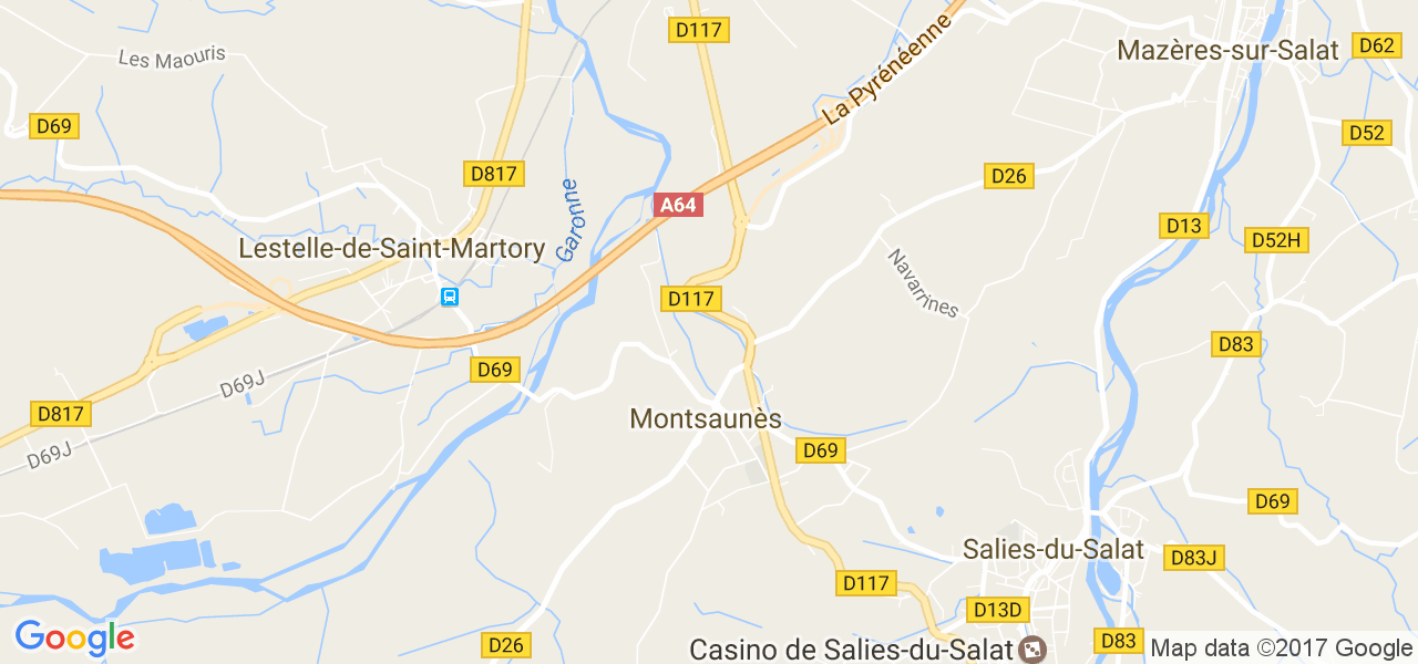 map de la ville de Montsaunès