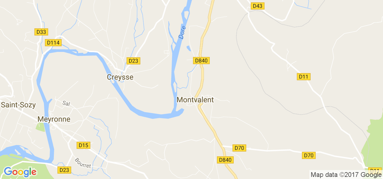 map de la ville de Montvalent