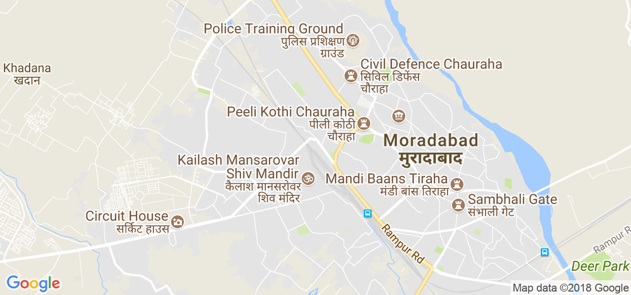 map of the city of Moradabad