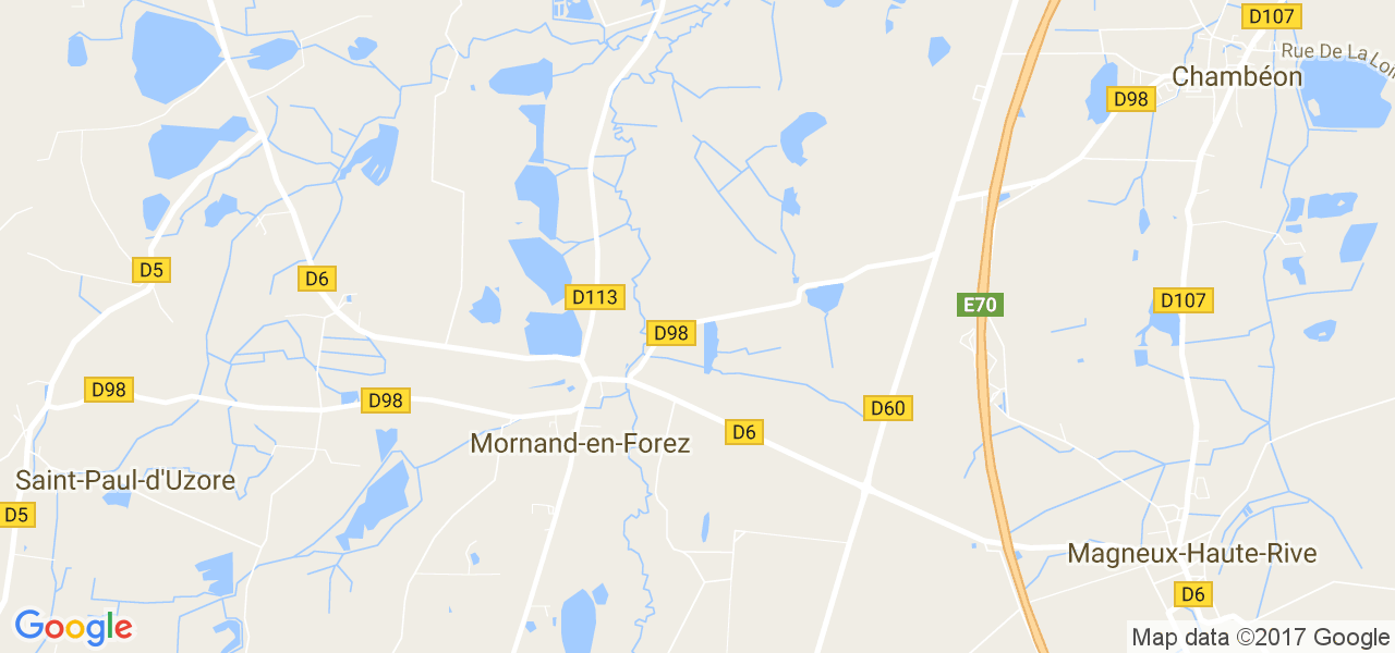 map de la ville de Mornand-en-Forez